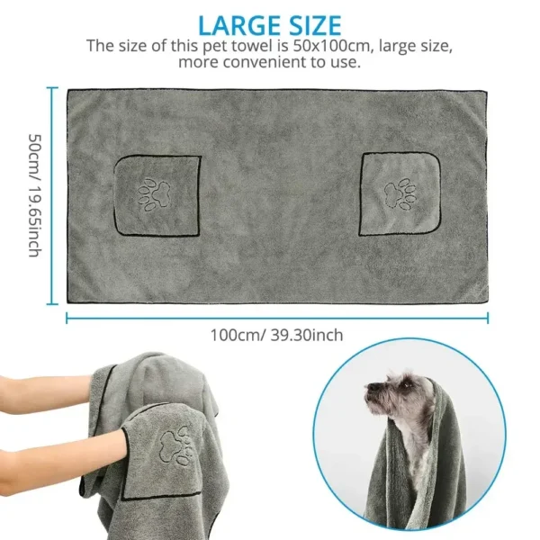 Dog Towels: Super Absorbent Microfiber Bathrobe and Quick-Drying Bath Supplies. - Image 3