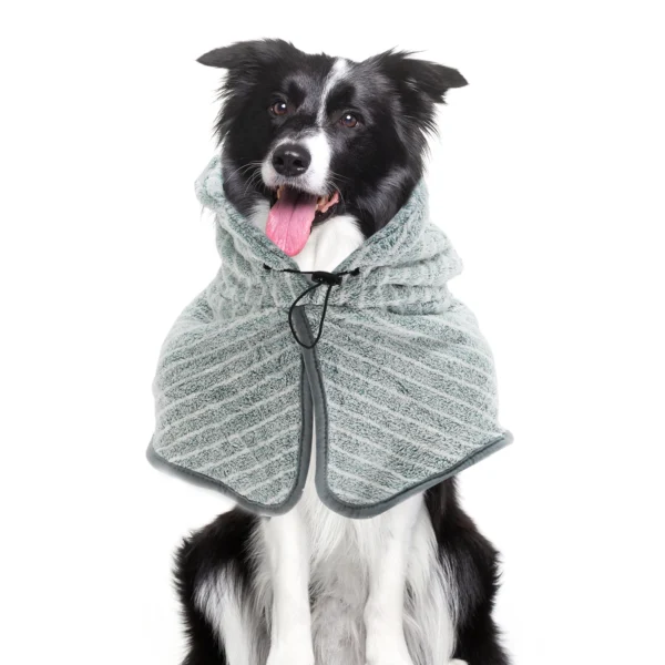 Dog Towels: Hooded Striped Bathrobe for Quick Drying and Comfort - Image 6