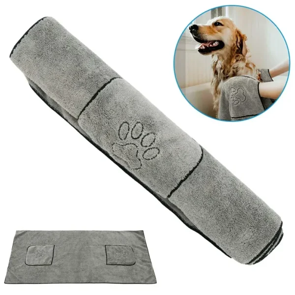 Dog Towels: Super Absorbent Microfiber Bathrobe and Quick-Drying Bath Supplies. - Image 2