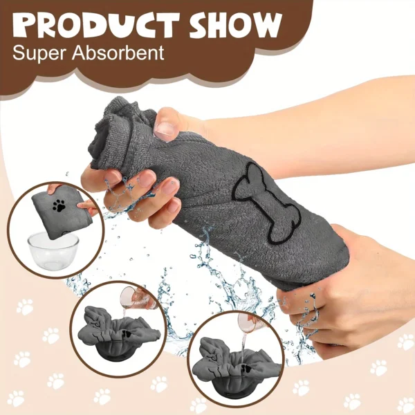 Dog Towels: Cute Cartoon Microfiber Bathrobe and Quick-Drying Bath Supplies. - Image 6