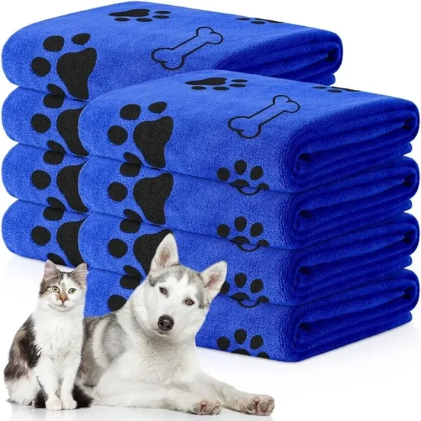 Dog Towels: Cute Cartoon Microfiber Bathrobe and Quick-Drying Bath Supplies.