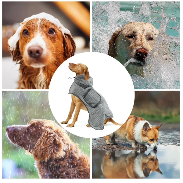 Dog Towels: Hooded Striped Bathrobe for Quick Drying and Comfort - Image 5