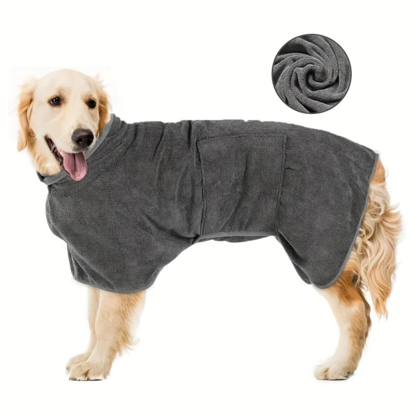 Dog Towels: Super Absorbent Bathrobe Towel with Adjustable Collar and Waist