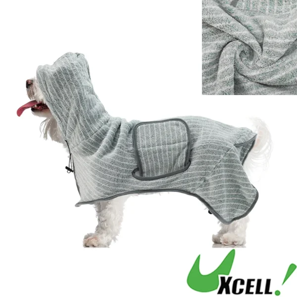 Dog Towels: Hooded Striped Bathrobe for Quick Drying and Comfort